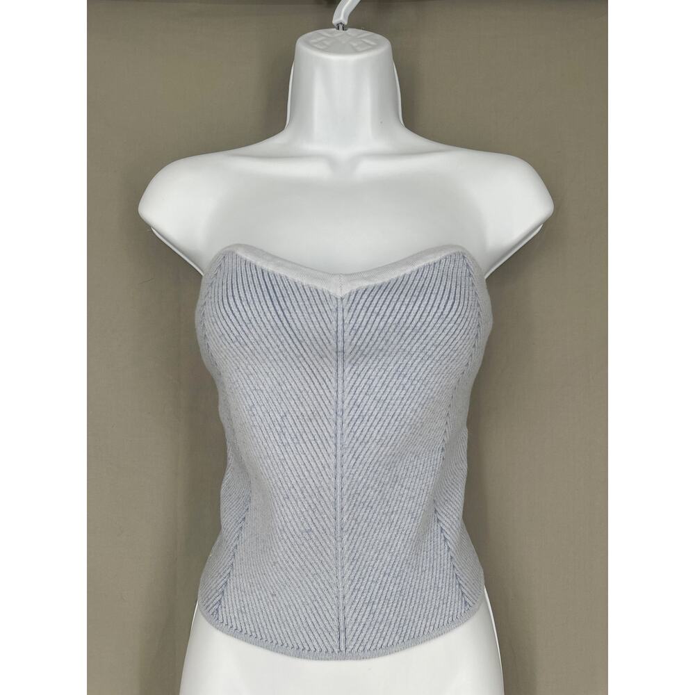 Aerie Top Womens Large Blue Tube Strapless Knit Stretch Pastel Summer Comfy